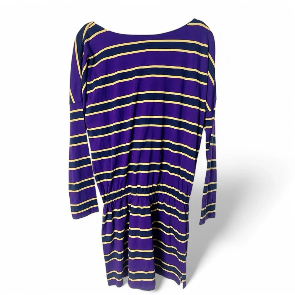 Ralph Lauren - Girls Striped Shirt‎ Dress Drawstring Waist  Purple Gold - Sz. L